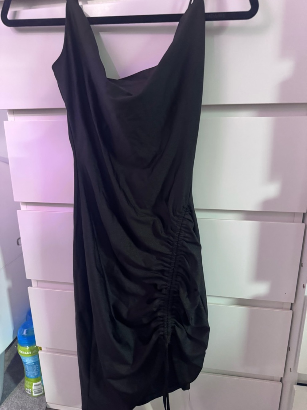 Inspired Hearts Black Cowl Neck Ruched Mini Dress